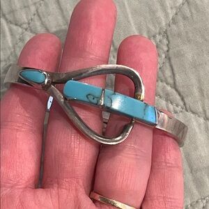 Genuine Sleeping Beauty Hinged Sterling Bracelet